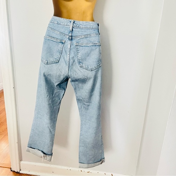 ZARA High Rise Straight Leg Jeans Light Wash - Picture 3 of 4